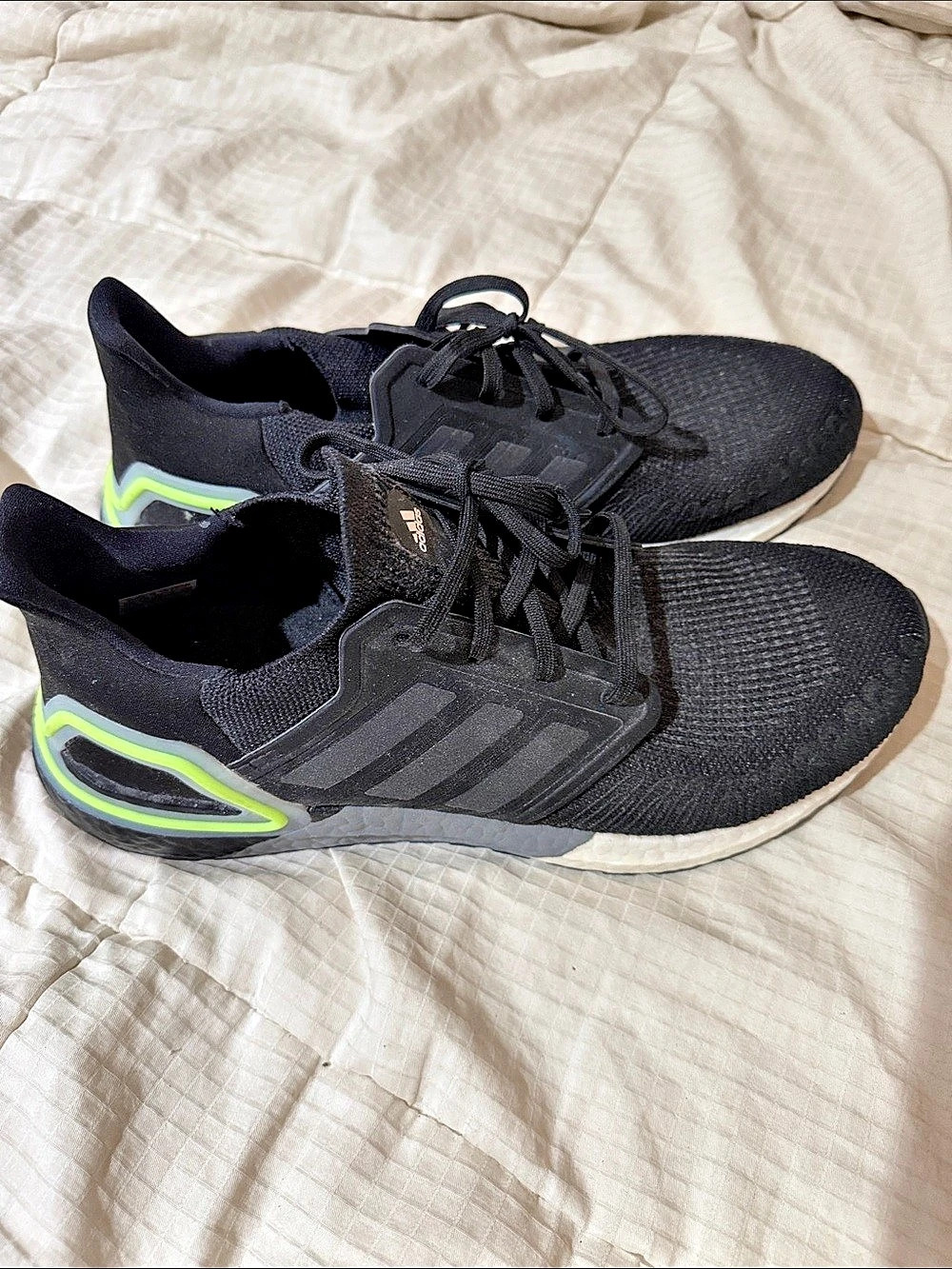 adidas UltraBoost 20 Core Black Signal Green Athletic Shoes